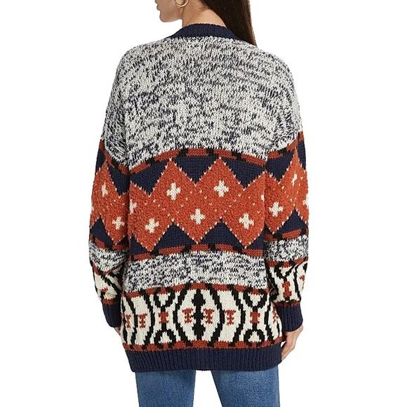 NWT MOTHER Alpaca-Blend Cardigan The Long Drop Abstract SZ LARGE - Picture 4 of 7